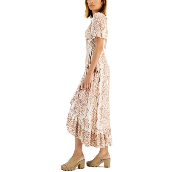 TINSEL Petite PXL White & Beige Snake Print  Printed Wrap Maxi Dress NWT - Picture 3 of 6